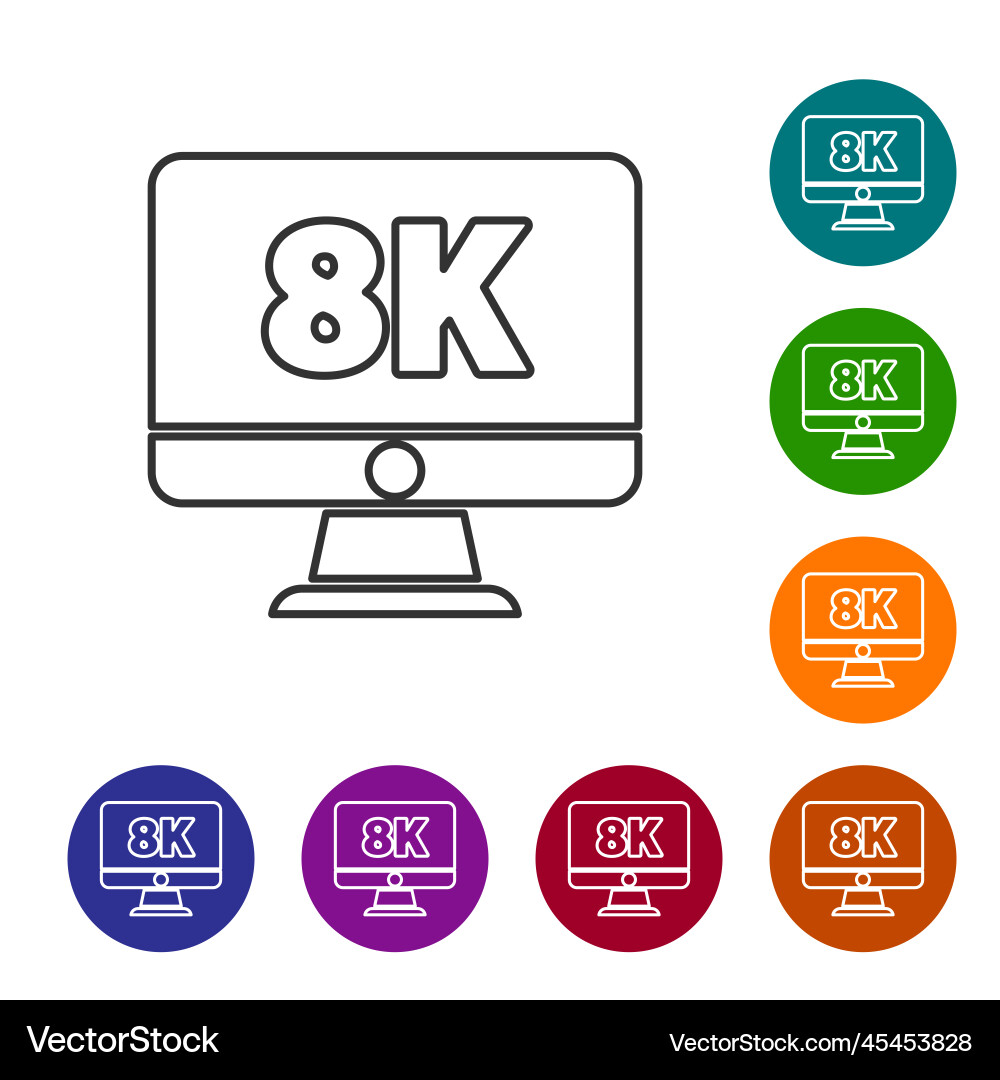 Black line computer pc monitor display with 8k Black line computer pc monitor display with 8k vector image