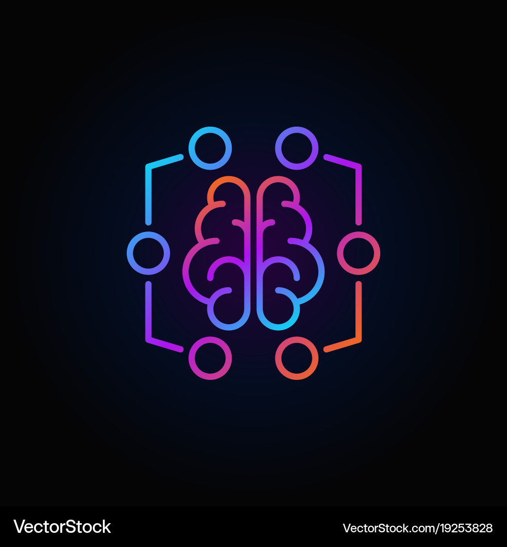 Digital brain colorful icon - machine Vector Image