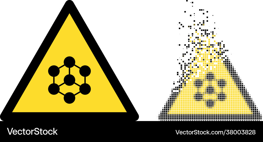 Dissolved dotted and original blockchain warning Dissolved dotted and original blockchain warning Vector Image