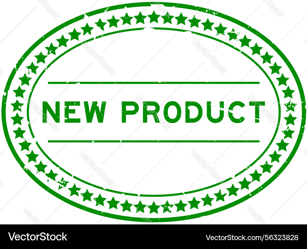 Grunge grün neue Produkte Wort ovale Gummidichtung Grunge grün neue Produkte Wort ovale Gummidichtung vektorbild
