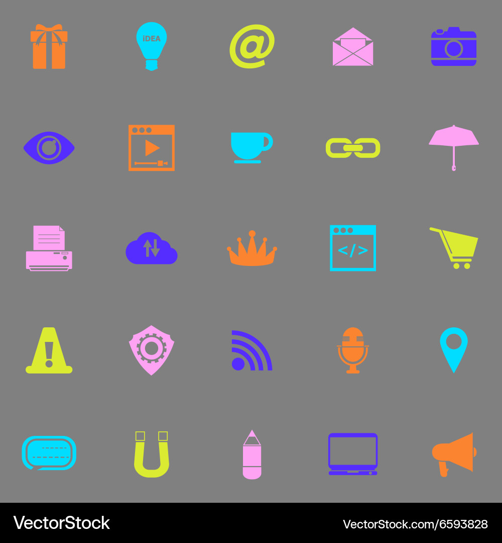 Internet website color icons on grey background vector image