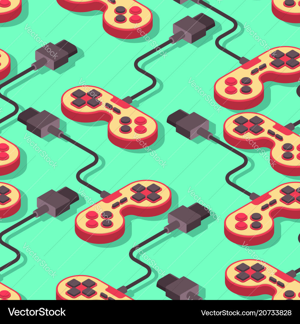 Joystick retro seamless pattern gampad game Joystick retro seamless pattern gampad game vector image