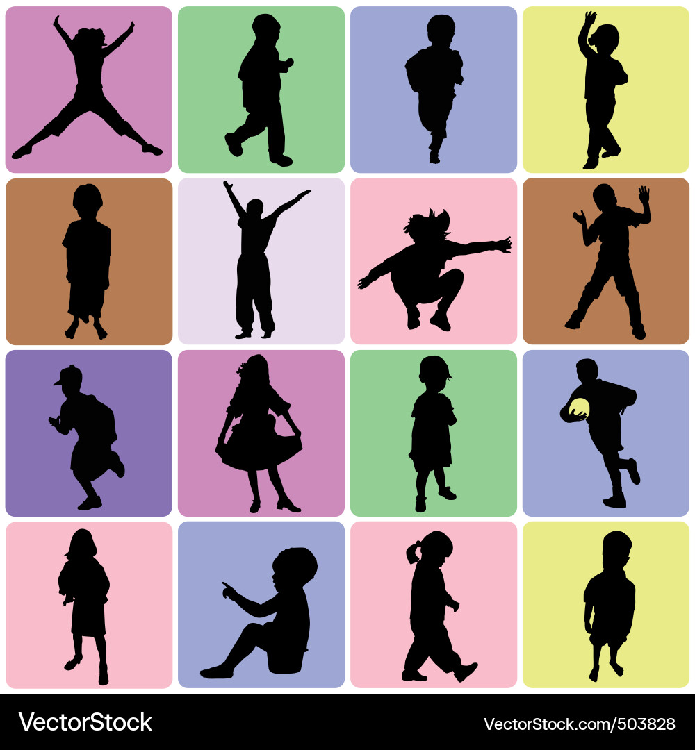 Kinder Silhouetten Vektorbild