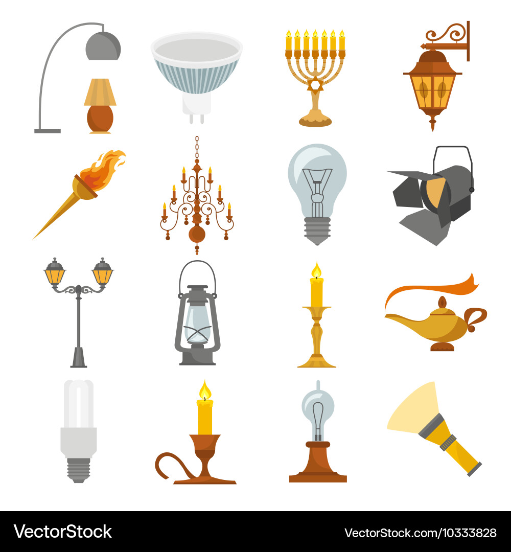Lighting elements icon set vector image