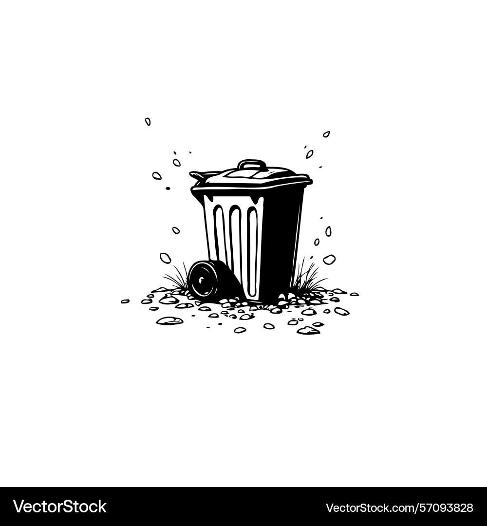Minimalistic of a garbage can surrounded vector image