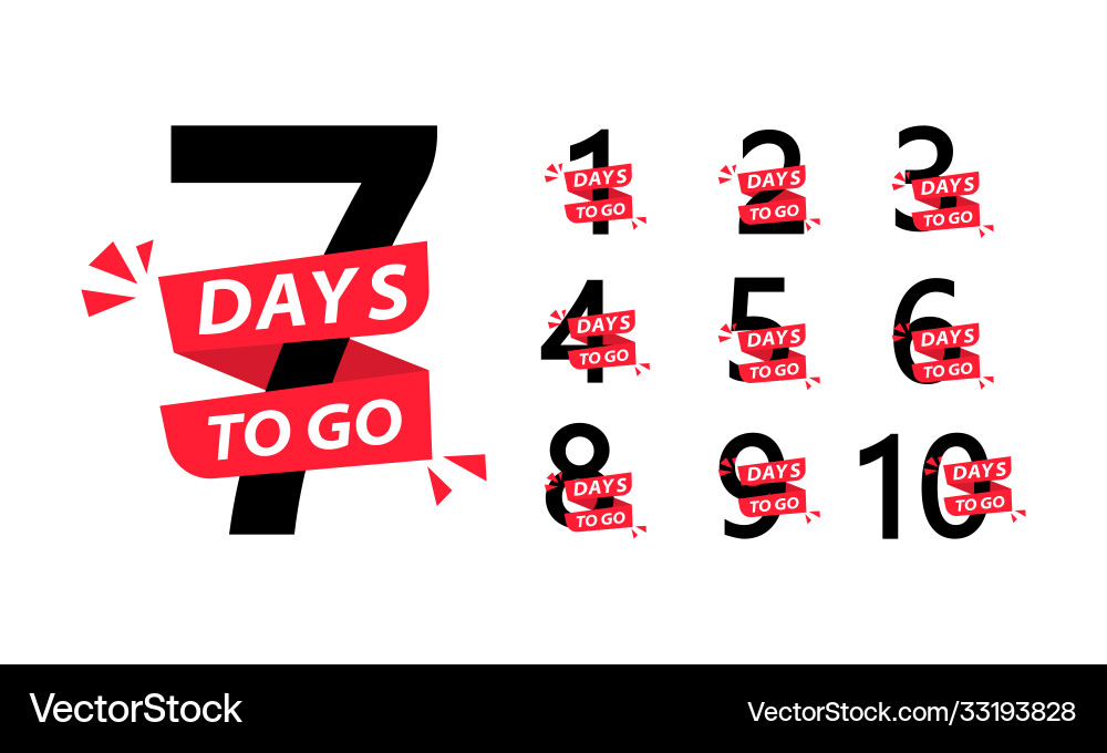 Number days left to go icon countdown timer Vector Image