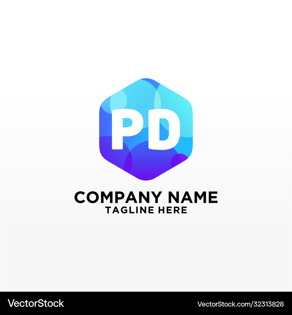 Pd initial logo with colorful circle template vector image