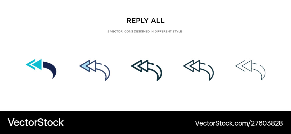 Reply all icon in different style two colored Reply all icon in different style two colored vector image