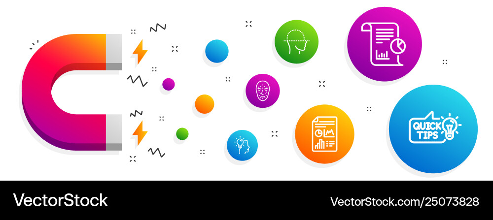 Report idea and document icons set face Report idea and document icons set face vector image