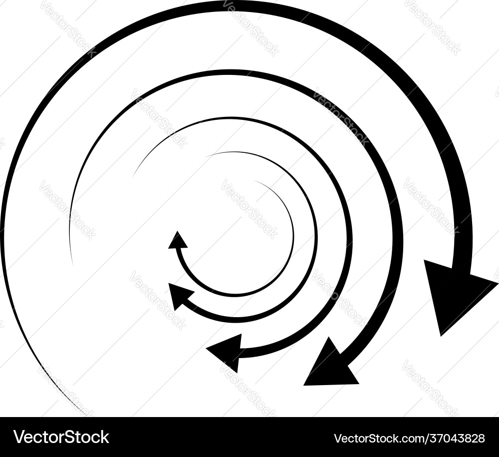 Rotating arrows concentric radial and circular Rotating arrows concentric radial and circular vector image