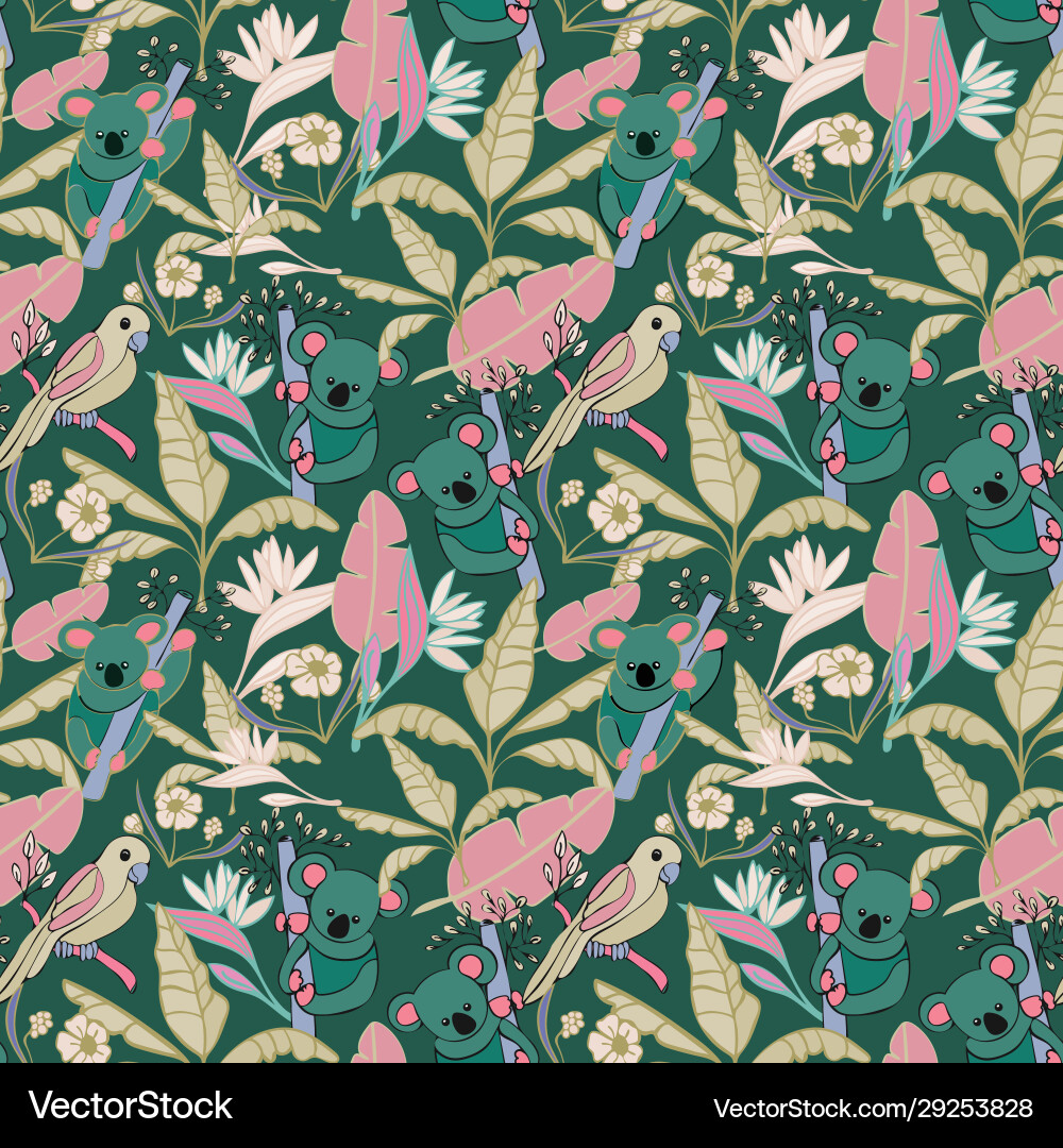 Save koalas pattern repeat seamless Save koalas pattern repeat seamless Vector Image