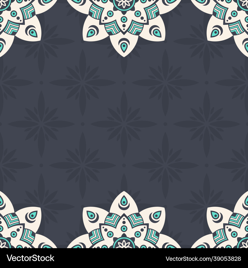 Seamless border pattern with color mandalas Seamless border pattern with color mandalas vector image