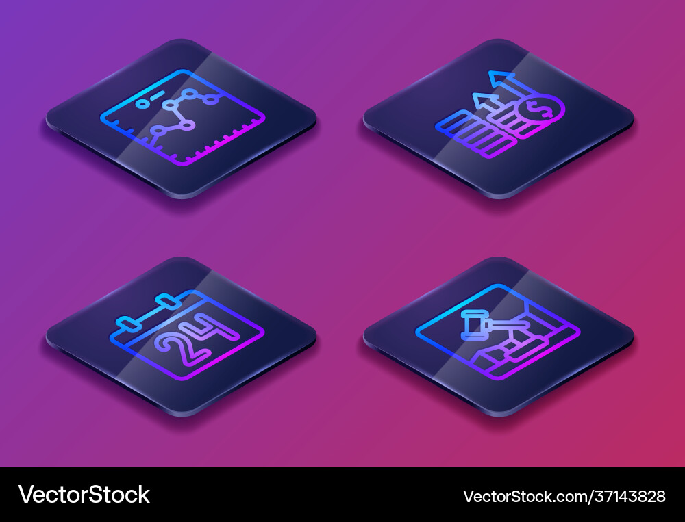 Set isometric line browser with growth graph Set isometric line browser with growth graph vector image