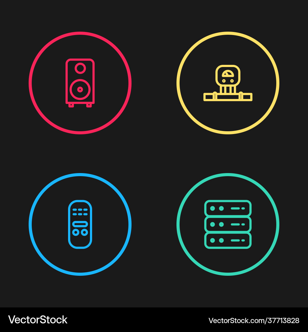 Set line remote control server data web hosting Set line remote control server data web hosting vector image