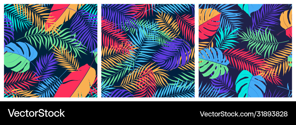 Set seamless patterns with exotic colorful Set seamless patterns with exotic colorful vector image