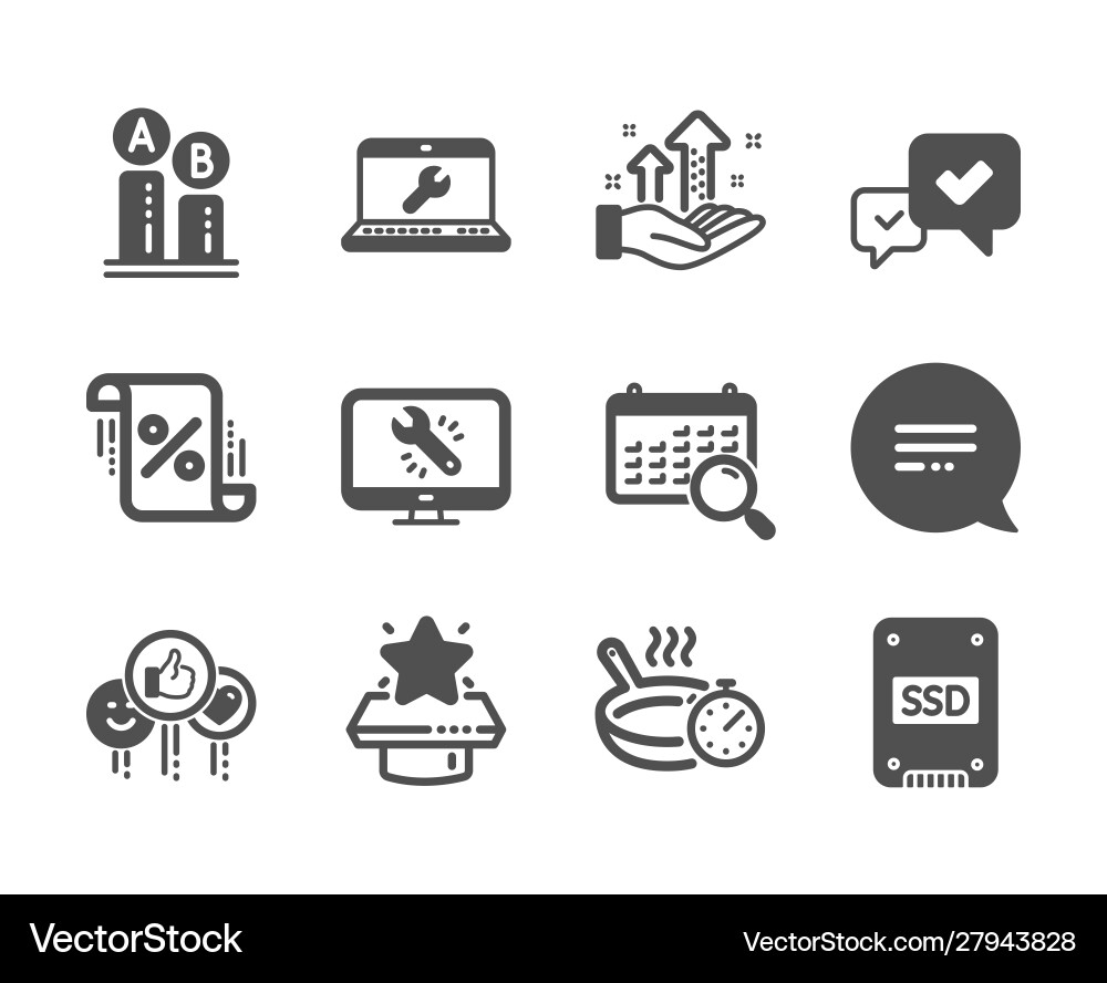 Set technology icons such as analysis graph Set technology icons such as analysis graph Vector Image