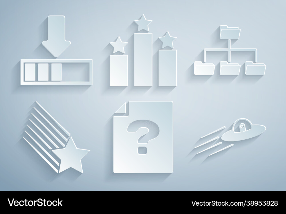 Set unknown document folder tree falling star Set unknown document folder tree falling star Vector Image