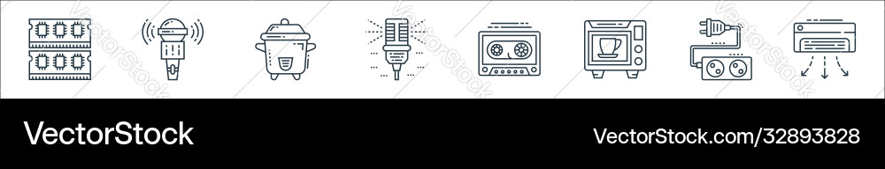 Technology devices line icons linear set quality Technology devices line icons linear set quality vector image