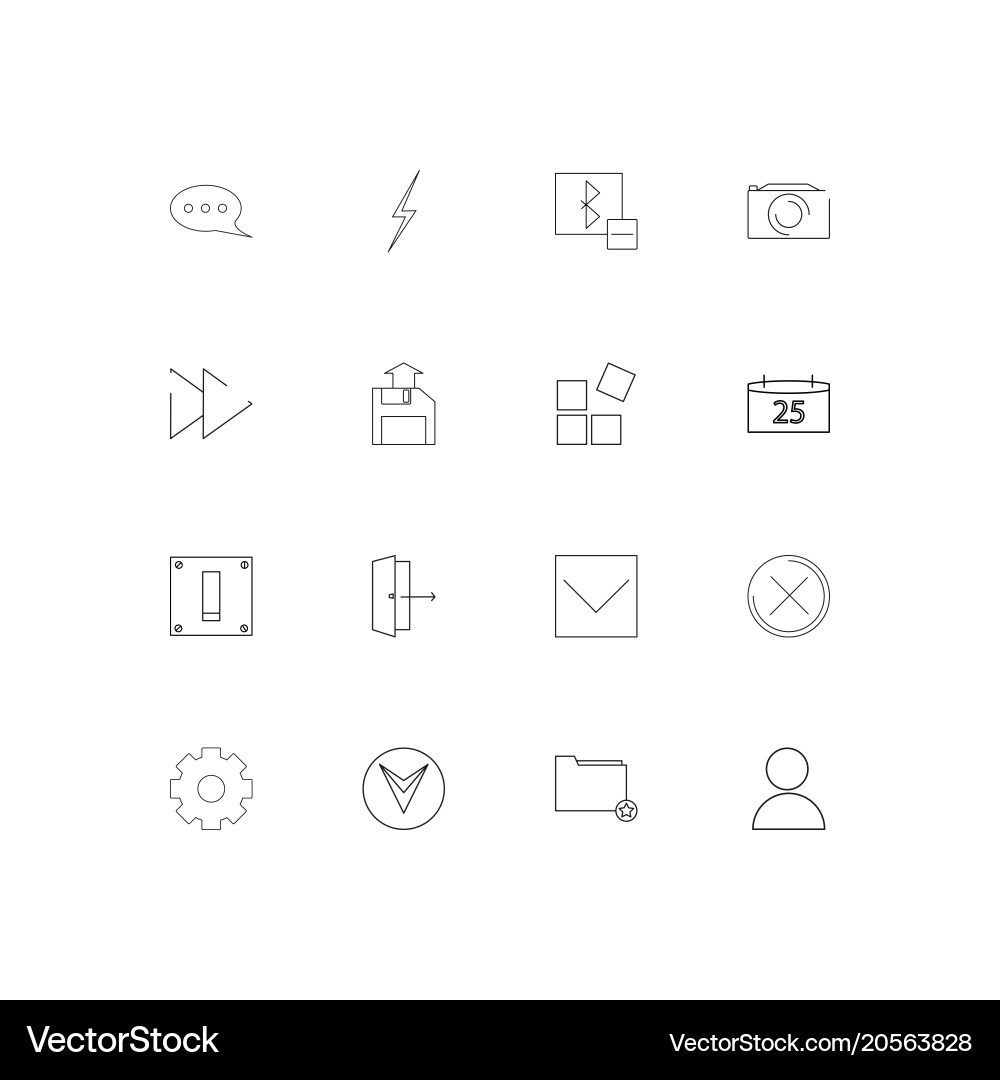 User interface simple linear icons set outlined vector image