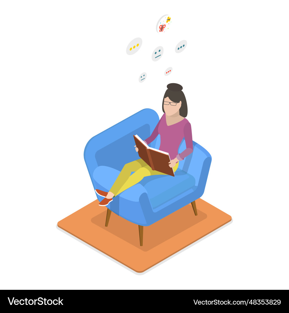 3d isometric flat of introvert 3d isometric flat of introvert vector image