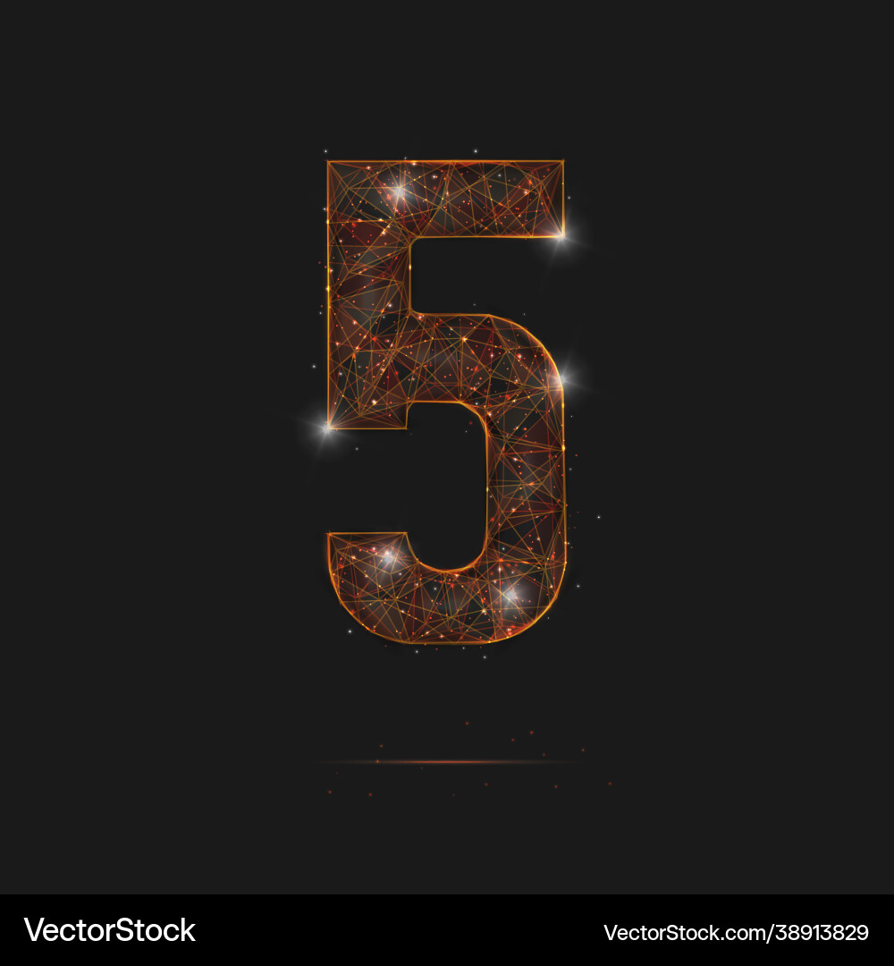 Abstract isolated orange image a number five Vector Image