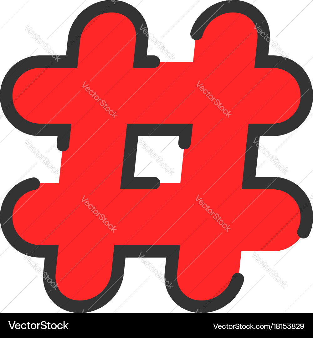 Abstract red linear hashtag icon Vector Image