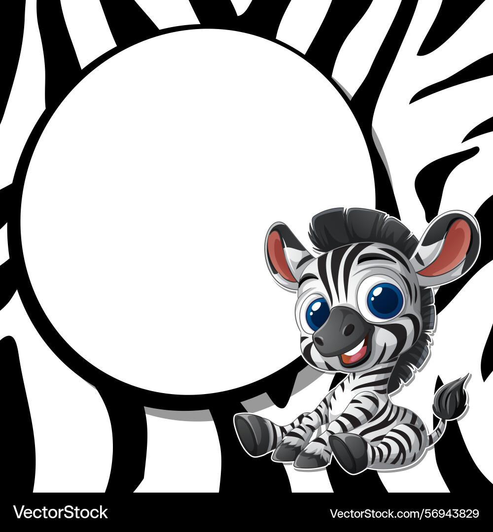 Adorable zebra with a circular frame Adorable zebra with a circular frame Vector Image
