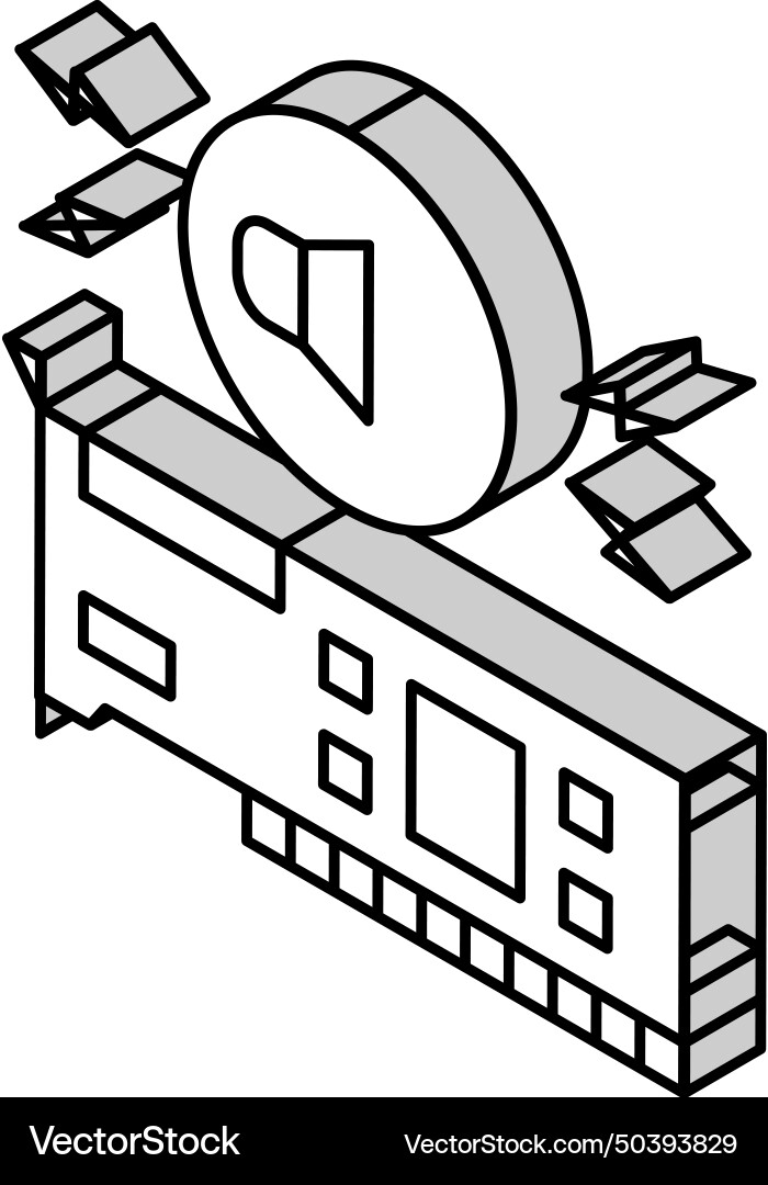 Audio card computer component isometric icon Vector Image