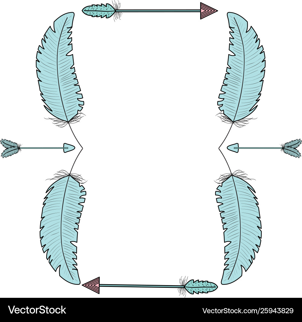 Bohemian frame with feathers and arrows vector image