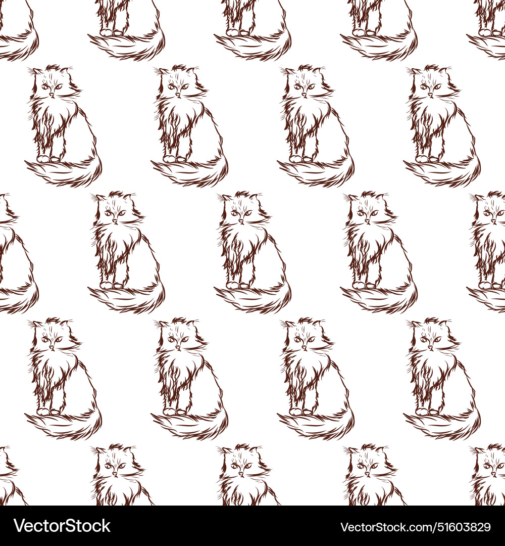 Cat in doodle style simple seamless pattern Vector Image