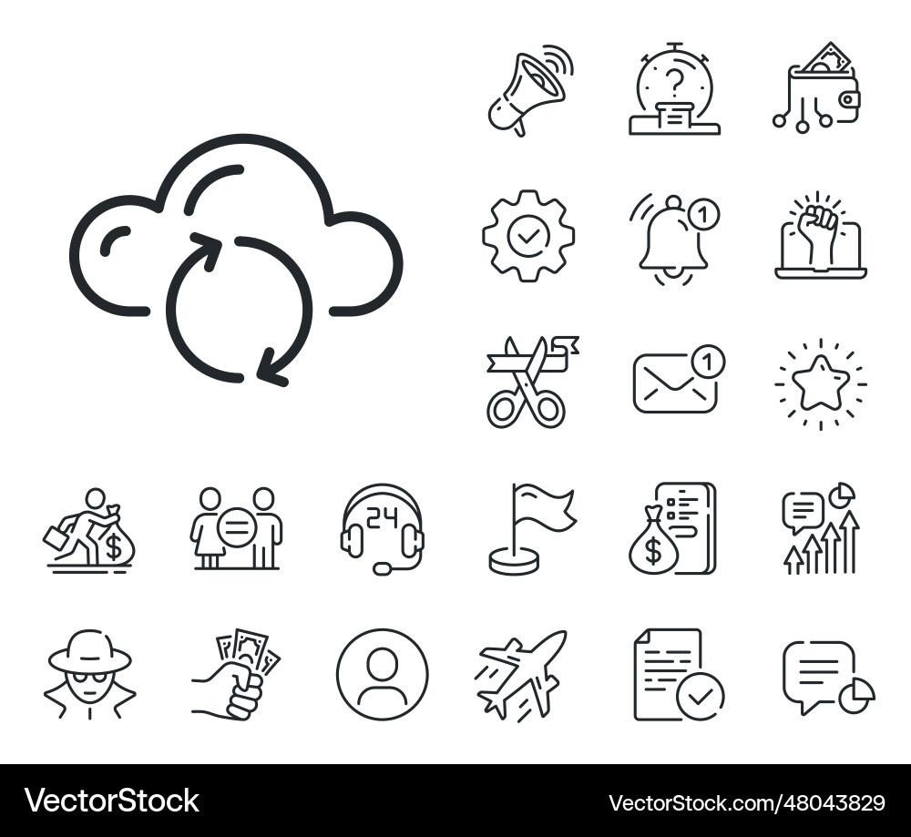 Cloud computing sync line icon internet data Cloud computing sync line icon internet data vector image