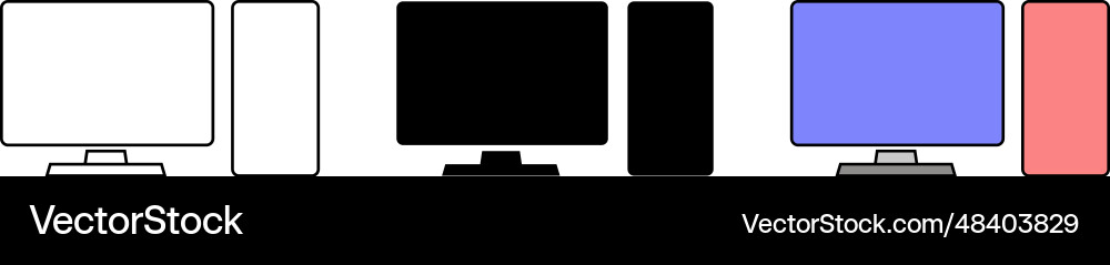 Computer icons lined isolated and colored version vector image