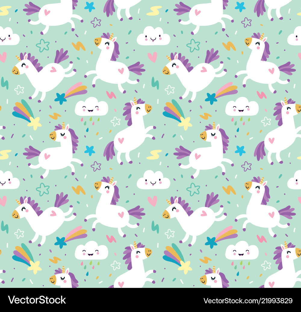 Cute Unicorn Pattern vector image