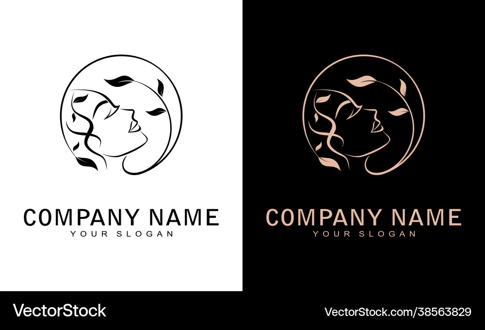 Damen Schönheit natürlich Gesichter inspirierendes Logo Damen Schönheit natürlich Gesichter inspirierendes Logo vektorbild