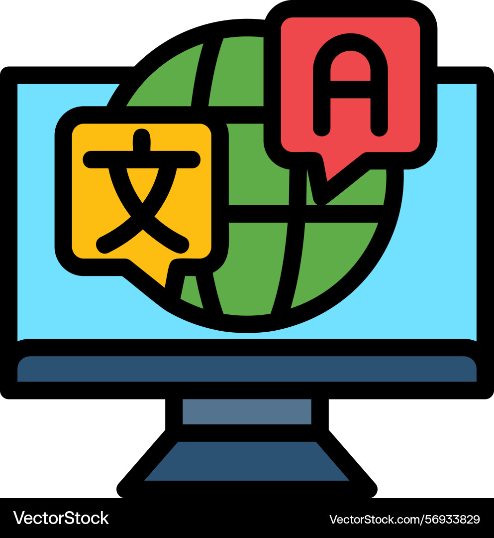 Foreign language line filled style icon design Vector Image