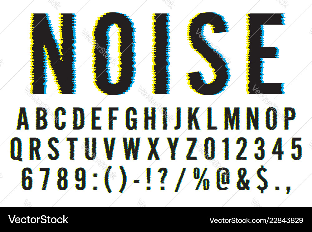 Glitch Font - Distorted Letters & Numbers vector image