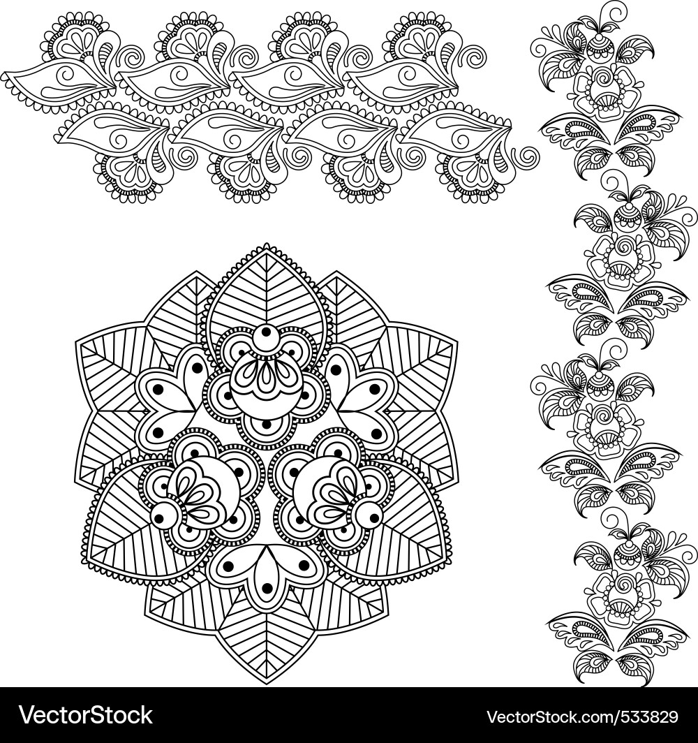 Intricate Floral Mehndi Pattern Vector Image