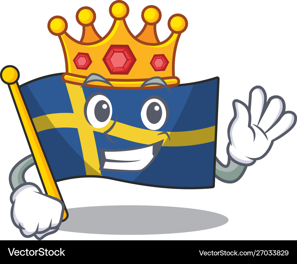 King swede flags flutter on character pole King swede flags flutter on character pole vector image