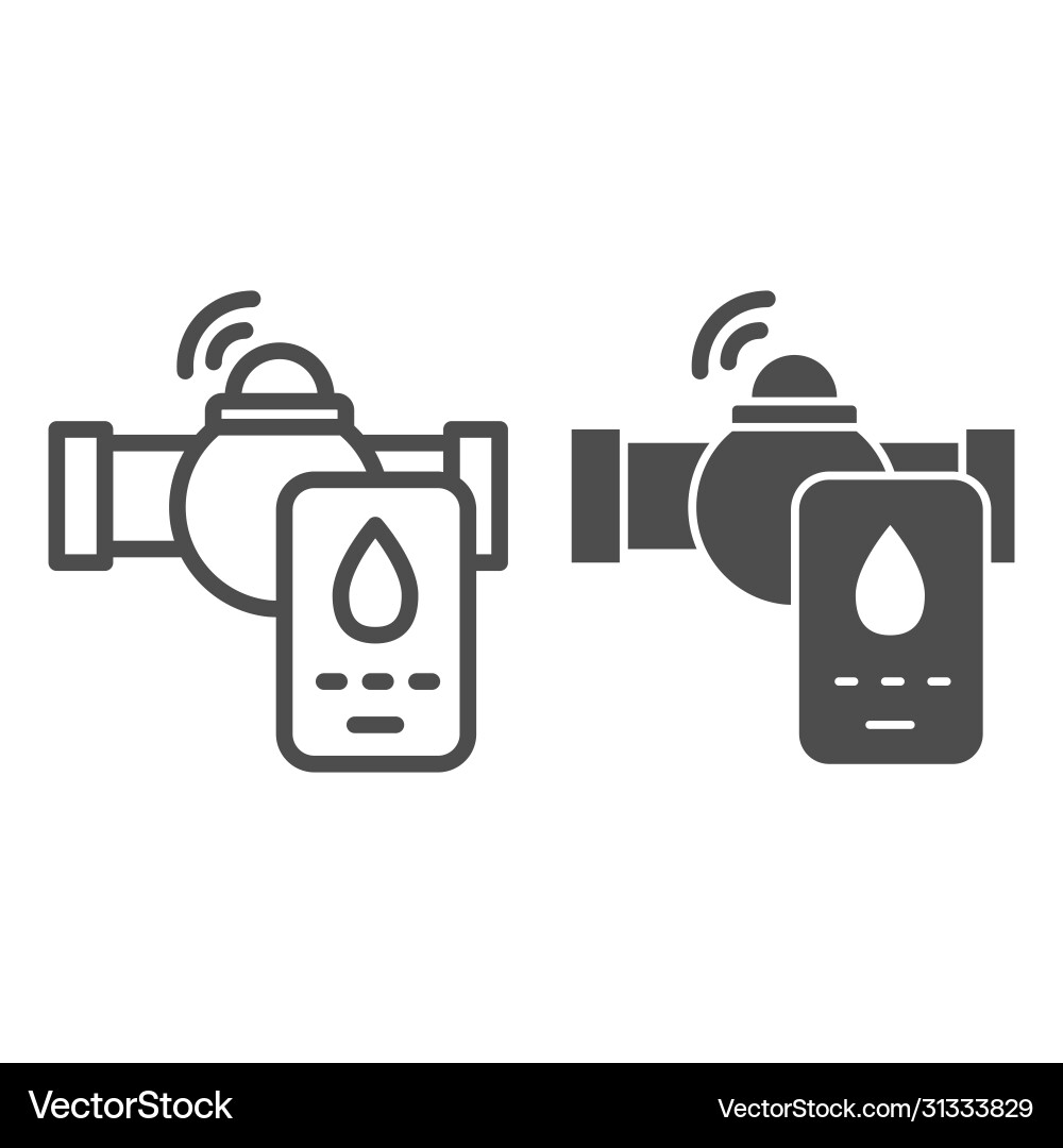 Pipe and phone with drop line solid icon vector image