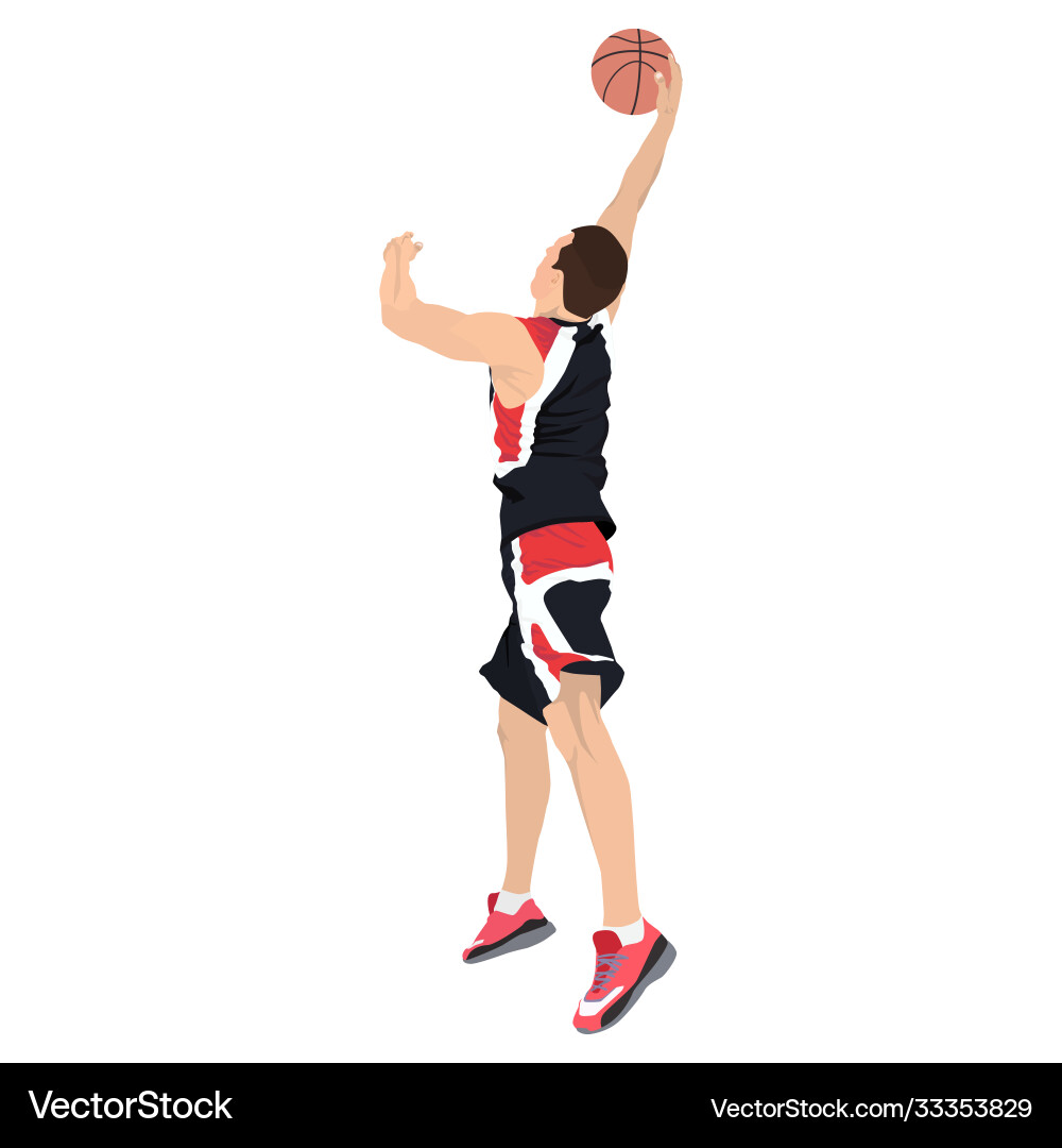 Professional basketball player shooting ball Professional basketball player shooting ball vector image