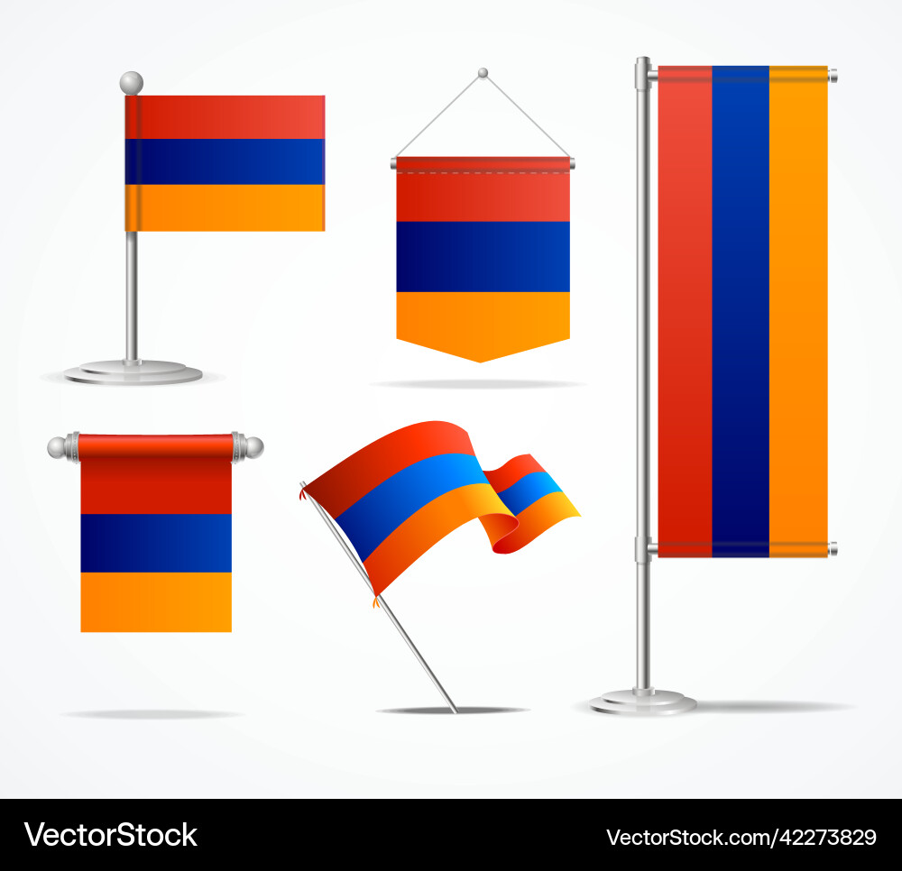 Realistische 3d detaillierte Armenia Flaggen-Banner-Set Realistische 3d detaillierte Armenia Flaggen-Banner-Set vektorbild