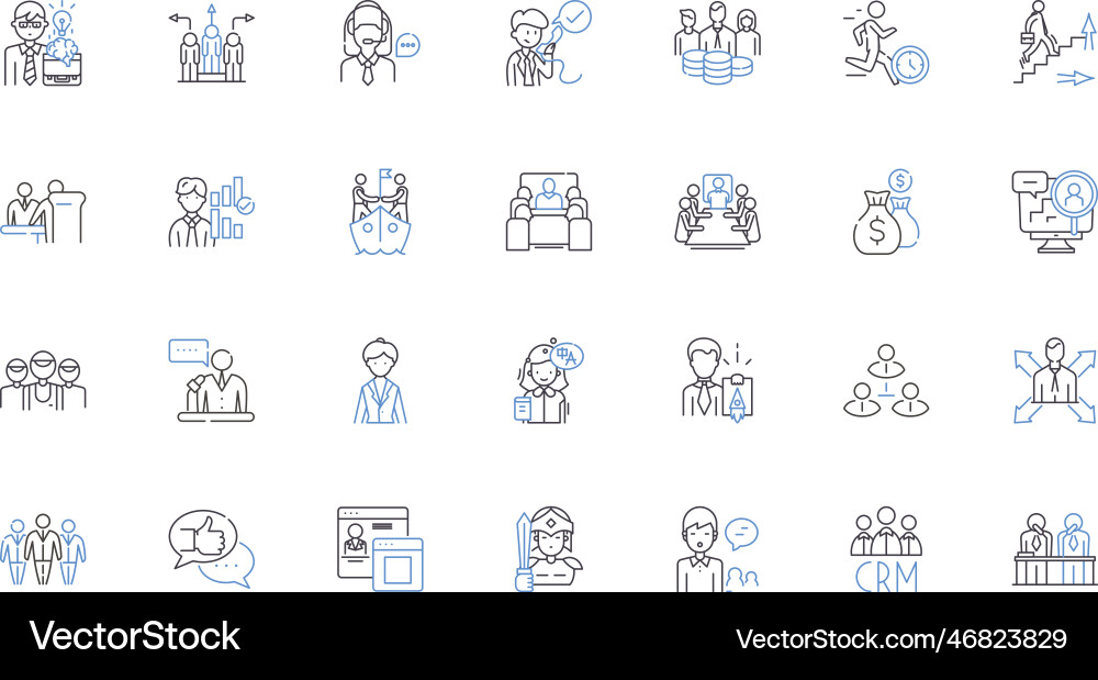Resource allocation line icons collection Vector Image