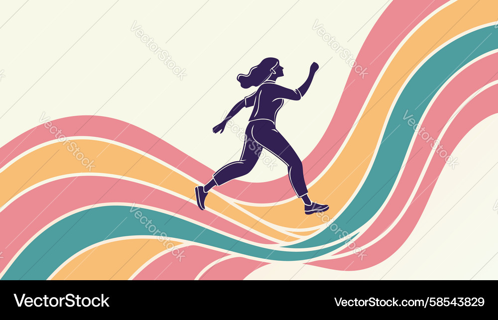Running Figure on Flowing Wave Vector Image