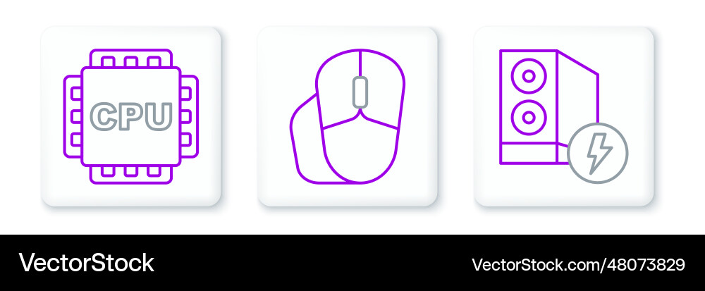 Set line case of computer processor with cpu Set line case of computer processor with cpu vector image