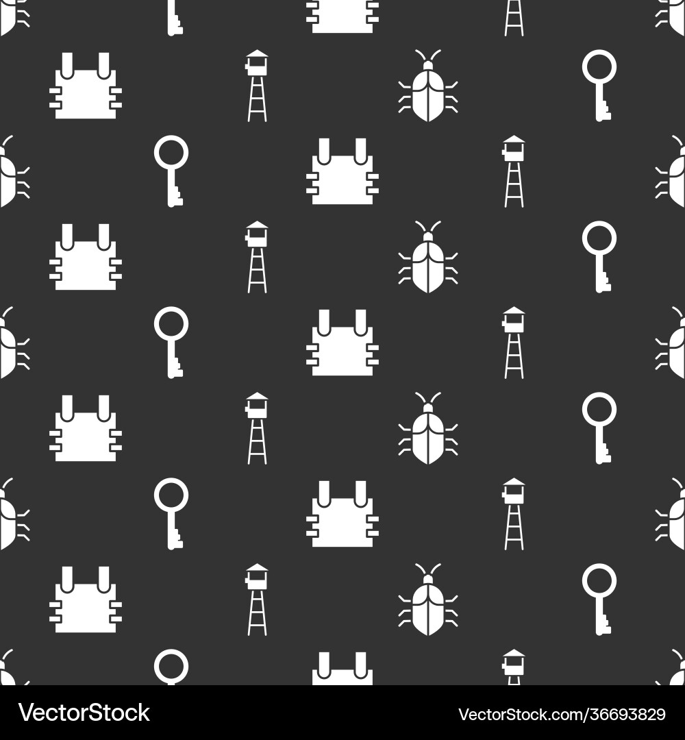 Set system bug concept old key bulletproof vest Set system bug concept old key bulletproof vest vector image