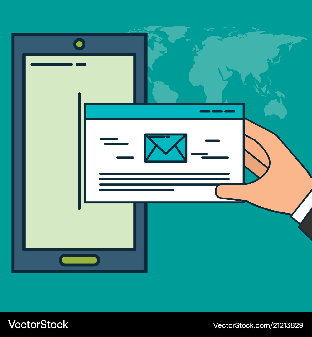 Smartphone-E-Mail-Kommunikation digitales Marketing Smartphone-E-Mail-Kommunikation digitales Marketing vektorbild