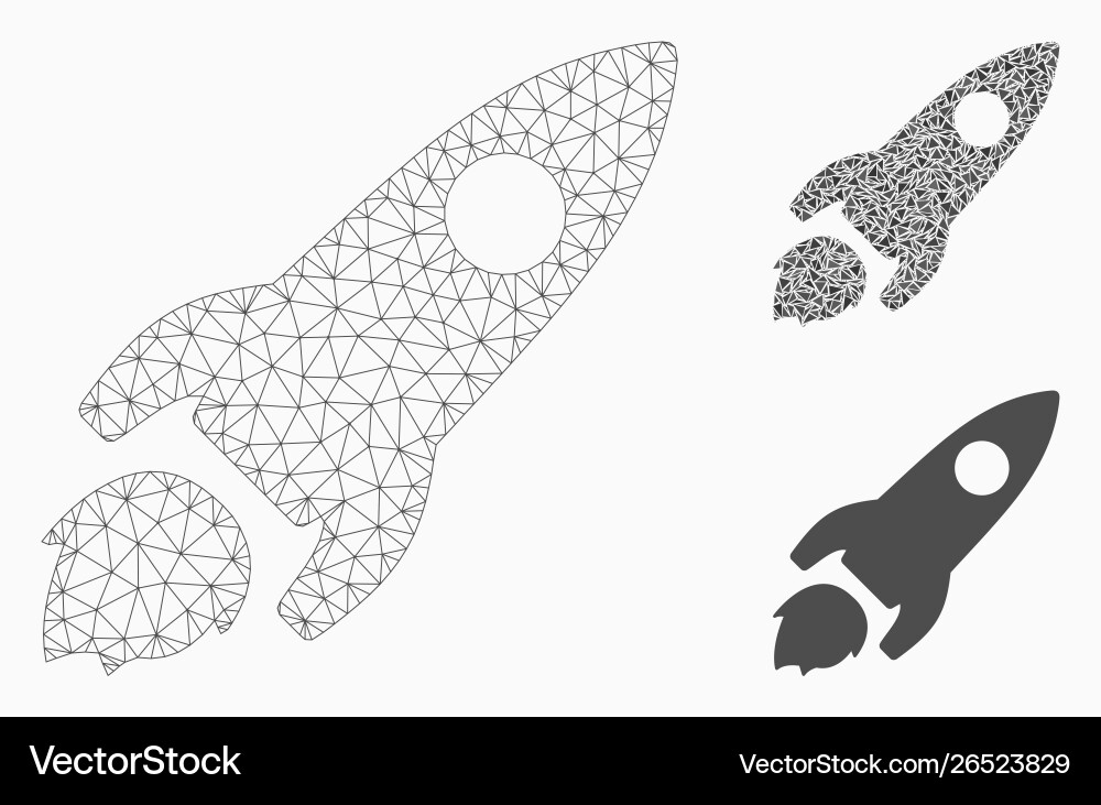 Space rocket mesh 2d model and triangle Vector Image