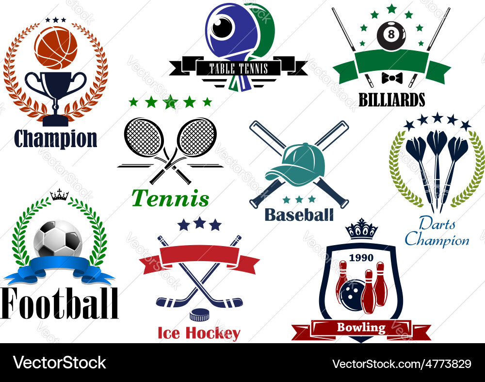 Sports Icons & Heraldic Emblems vector image
