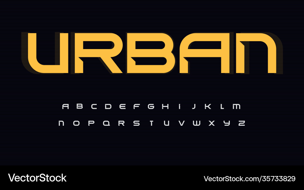 Wide Sans Serif Alphabet Font Vector Image