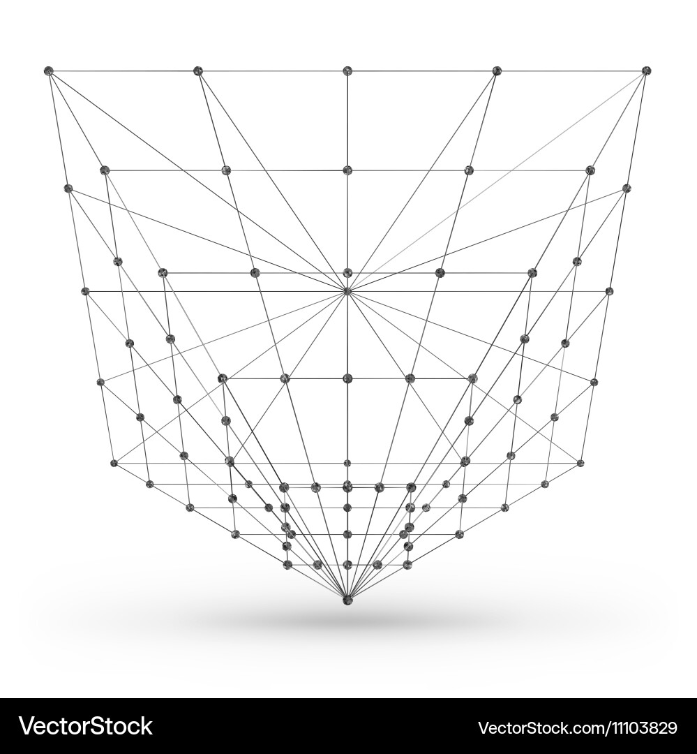 Wireframe polygonal geometric element cone vector image